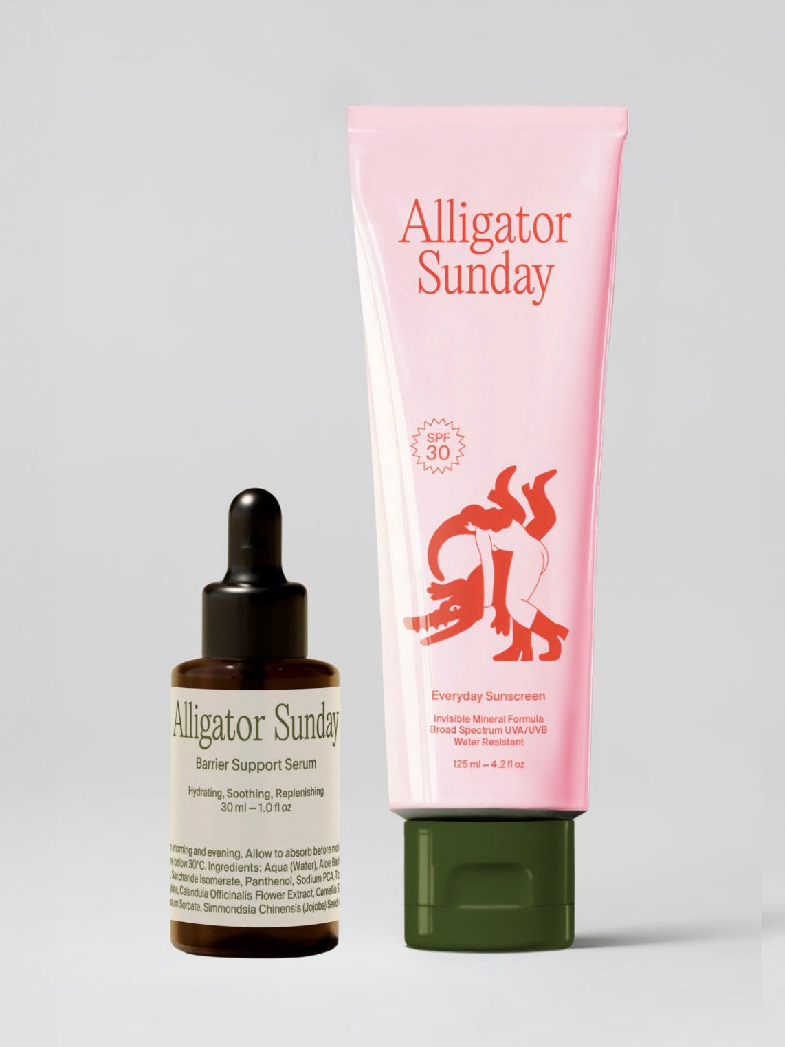 Travel Duo by Alligator Sunday: Everyday Sunscreen SPF 30 50ml and Barrier Support Serum bundle
