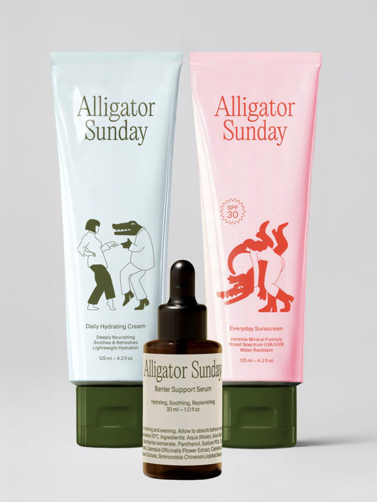 Full Routine by Alligator Sunday: Everyday Sunscreen SPF 30, Daily Hydrating Cream and Barrier Support Serum bundle