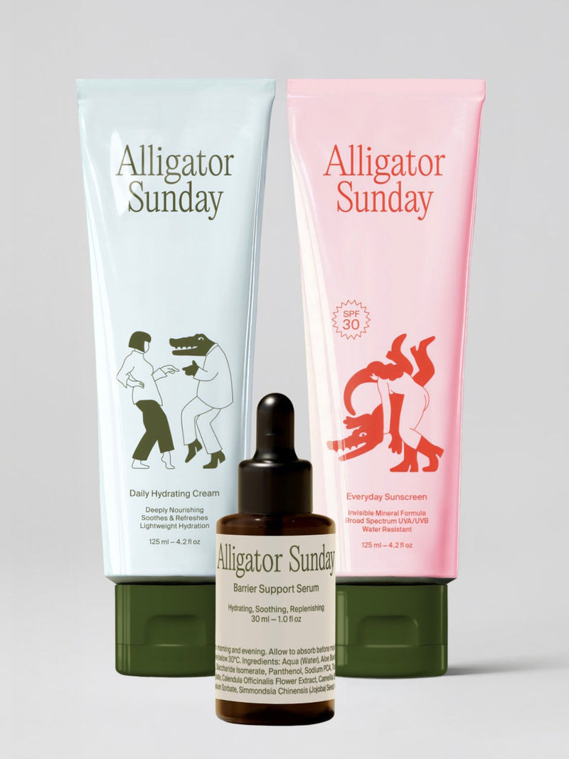 Full Routine by Alligator Sunday: Everyday Sunscreen SPF 30, Daily Hydrating Cream and Barrier Support Serum bundle